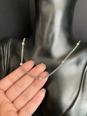 Sterling Silver Heavy Cz Cuban Link 925 Dainty Necklace Chain 15-17 Inch